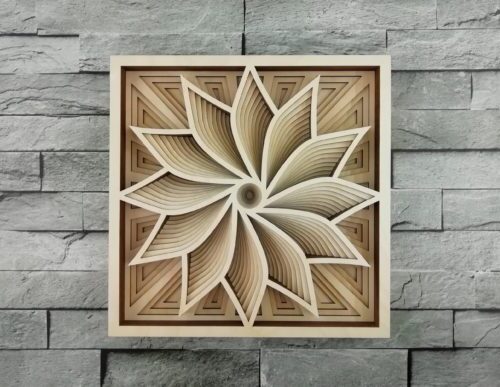 Mándala de flor multicapa para corte láser - Plantilla artística creativa y decorativa