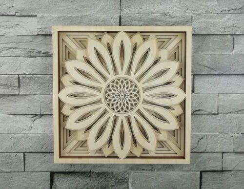 Flor mándala multicapa para corte láser | Plantilla personalizable para proyectos de arte y decoración