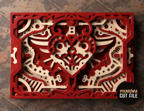 Corte láser SVG 3D en capas: Corazón Steampunk para decoración y manualidades
