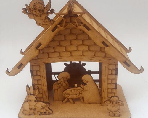 Nacimiento navideño con ángel decorativo