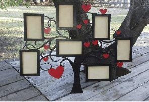 Portarretratos de árbol con corazones