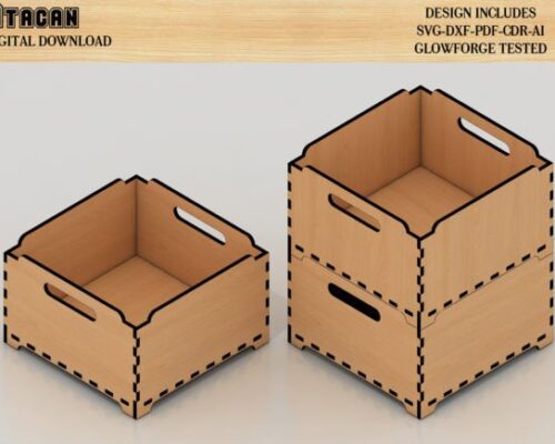 Plantillas de corte láser para cajas apilables personalizadas y funcionales
